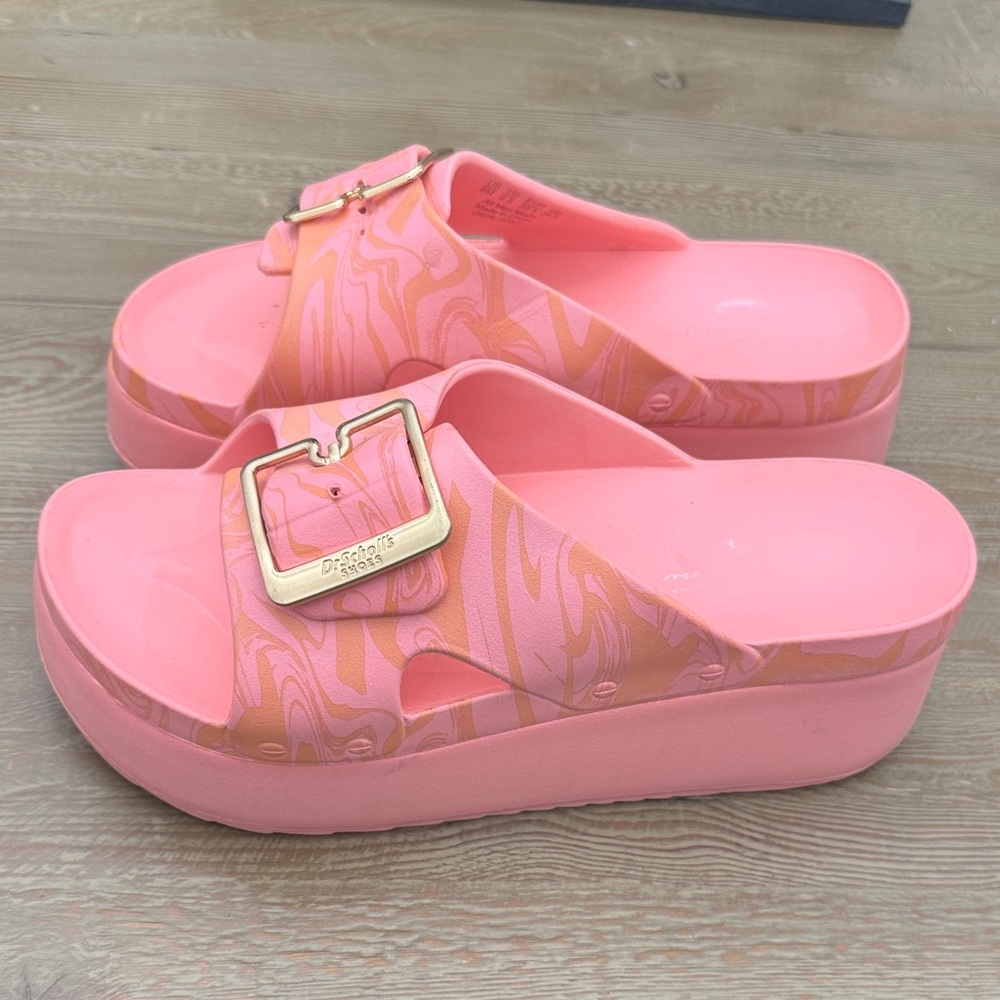 DR. SCHOLL'S  Original Goals Platform Slide Sandal - Apricot Wash sz 8 - Picture 2 of 7